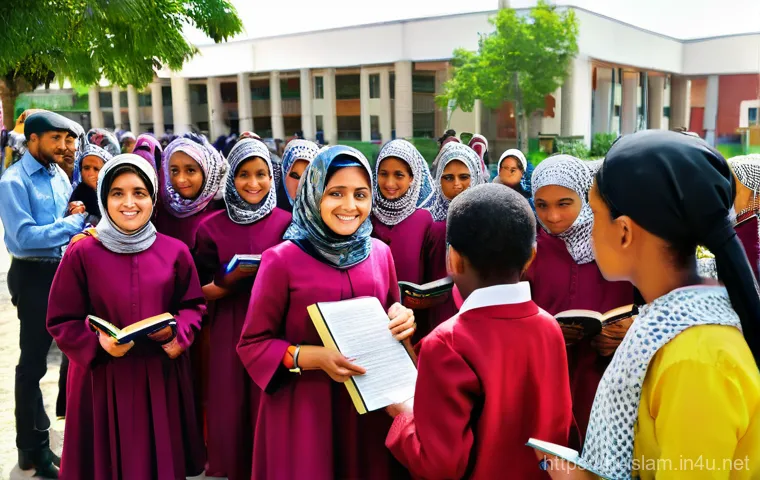 무슬림 여성의 교육권 - **Prompt 2: "A confident and empowered Muslim woman, in her late 20s to early 30s, standing in a mod...