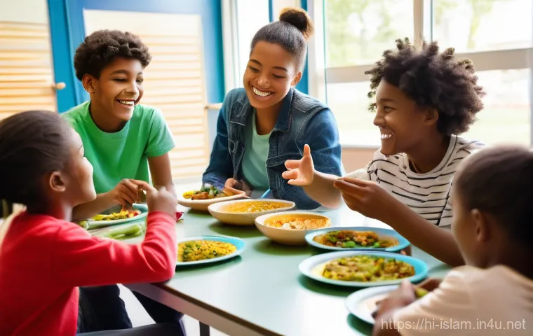 이슬람 극단주의와 반대 운동 - **Prompt 2: Subtle Disconnect in a Public Space**
    A diverse group of adults and teenagers, repre...